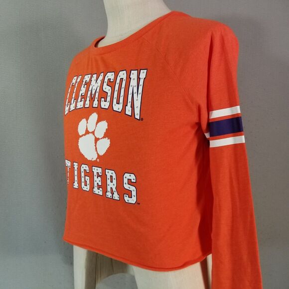 Clemson Tigers shirt women's medium orange cut off long sleeve bling - Picture 7 of 10